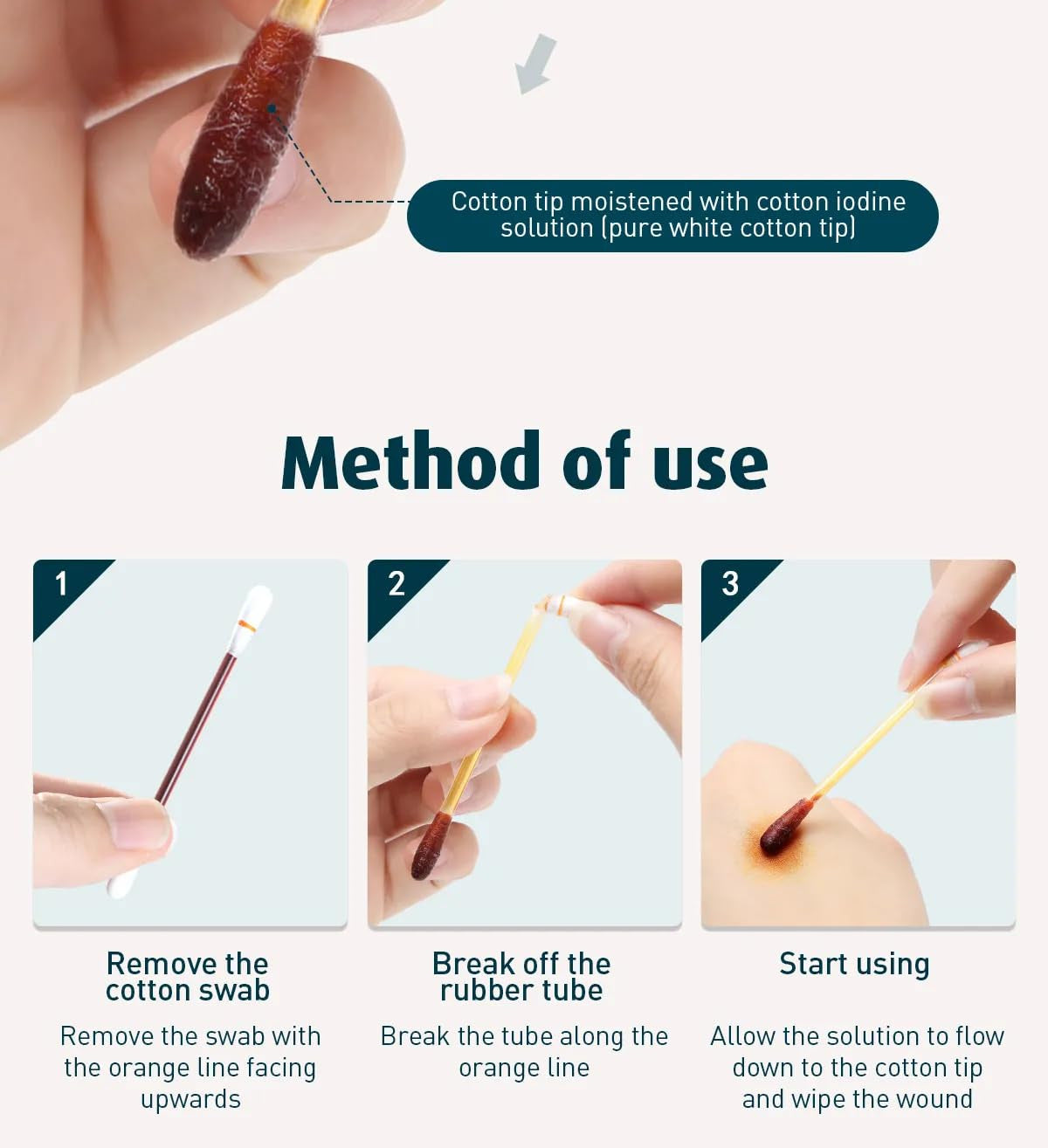 50 Pcs Cotton Iodine Swab Sticks – Pre-Filled Antiseptic Cleaning Swabs