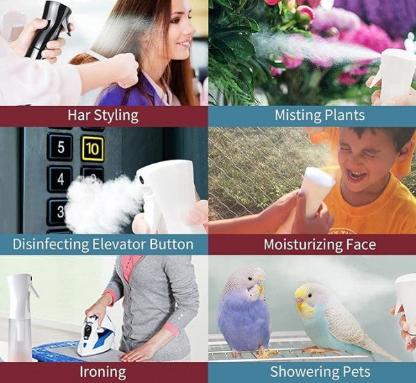 300ML Continuous Water Mist Sprayer – Multi-Purpose Fine Spray Bottle for Salon, Kitchen, Garden & Home Use