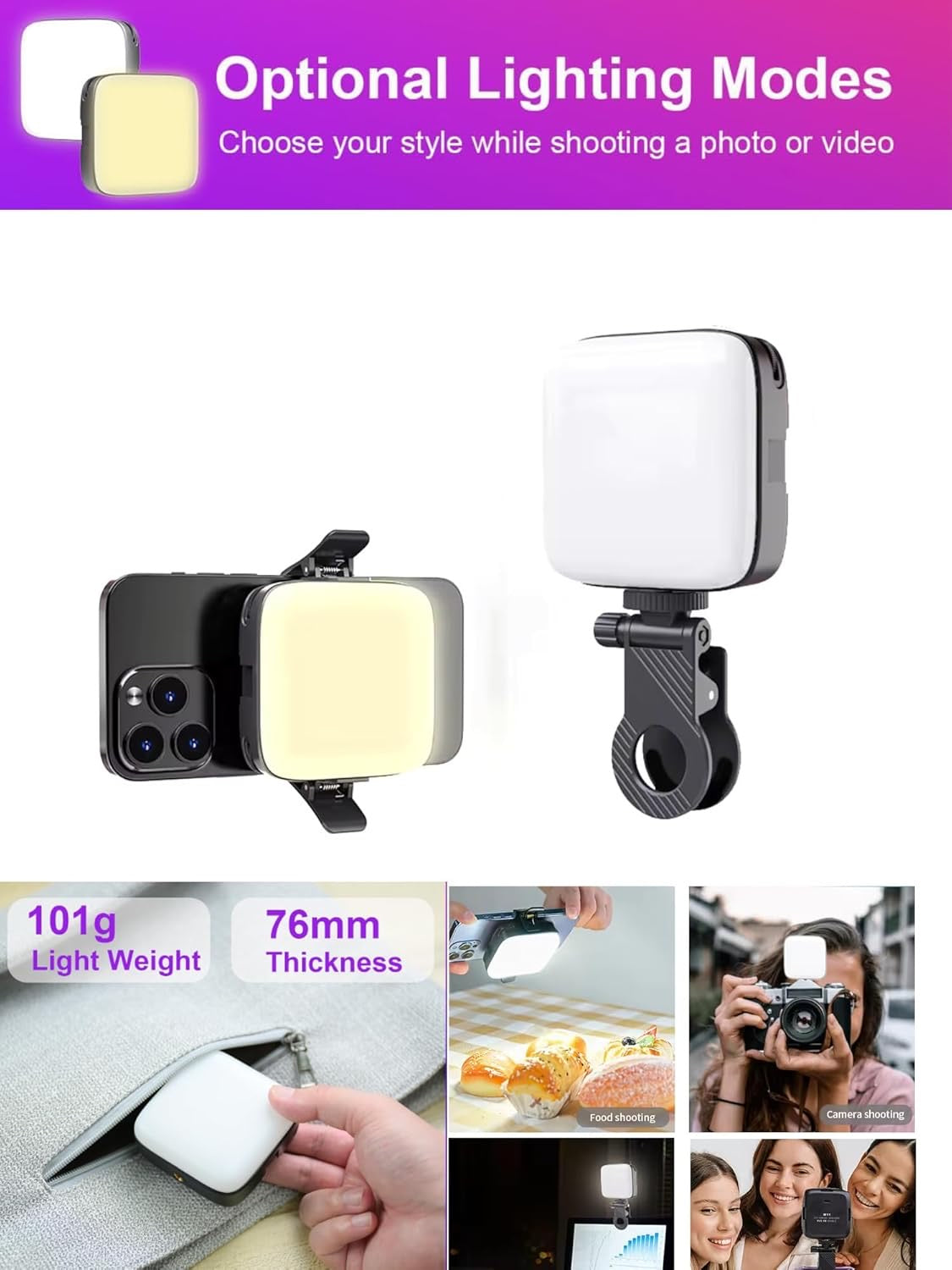 Pocket Fill Light, Dimmable High Bright Clip Fill Light for Makeup LED VIDEO LIGHT Pocket Fill Light, Dimmable High Bright Clip Fill Light for Makeup Selfie Light Laptop Light for Video Conferences BETTRY CELL