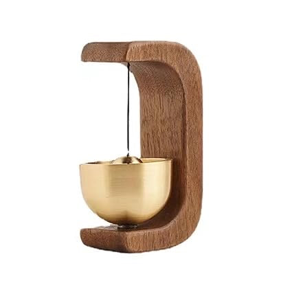 Wooden Magnetic Doorbell – Minimalist Door Chime with Brass Bell & Easy Mounting (7cm)