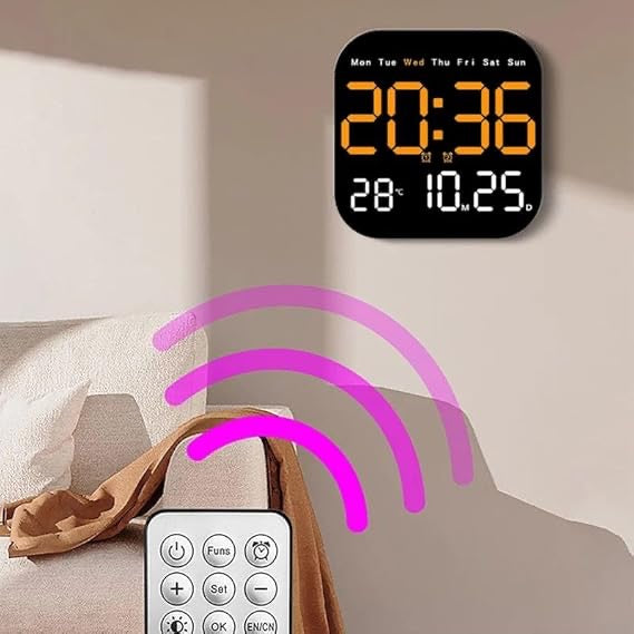Digital LED Wall Clock with Remote Control
Temperature Time Week Date Display Fashion Living Room Desktop Alarm Electronic Clock