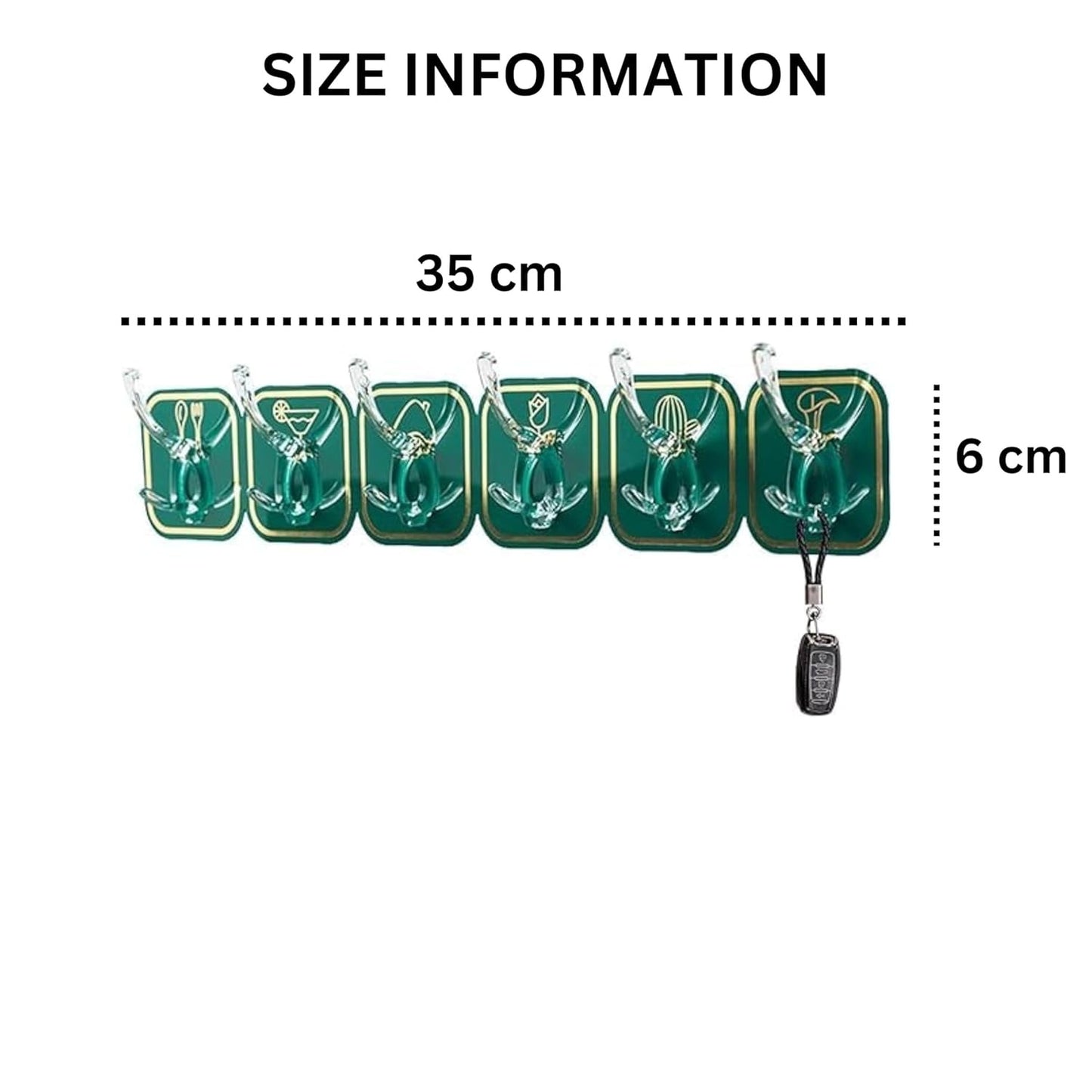 6-Clip Self-Adhesive Hanger Hooks (Set of 6) – Waterproof, Heavy-Duty No-Drill Wall Hooks for Kitchen, Bathroom & Bedroom