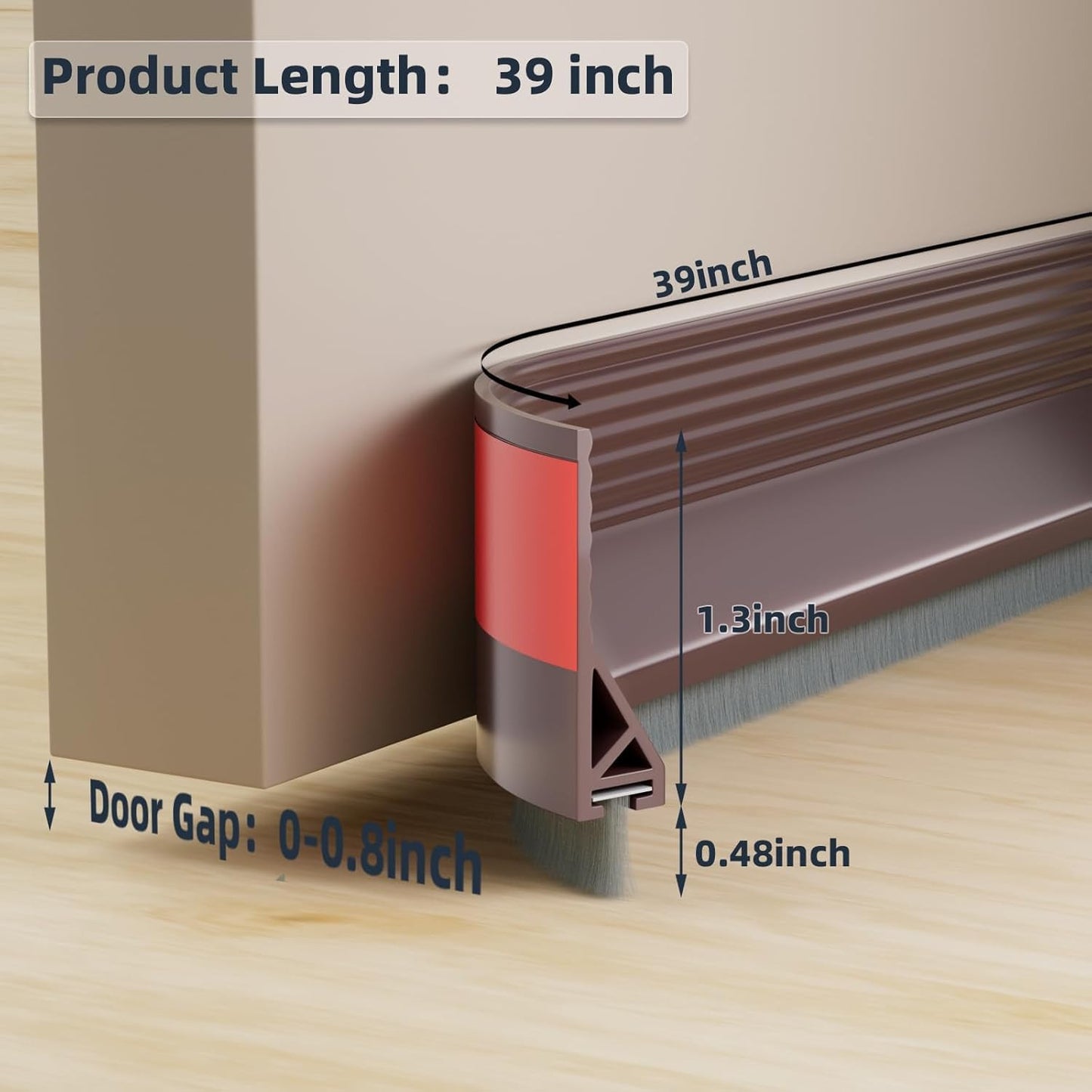 Bottom Door Seal Strip with Brush – 1 Meter Self-Adhesive Weather Stripping for Dust, Insects & Noise Protection