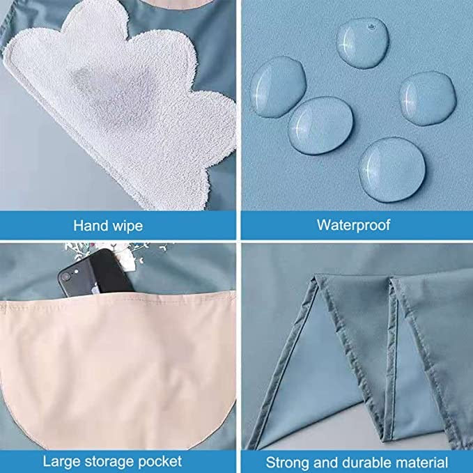 Cute Kitchen Apron Cooking Apron for Women Couple Waterproof with Pocket and Hand-Wiping Area Apron for Cooking, BBQ, Kitchen, Garden