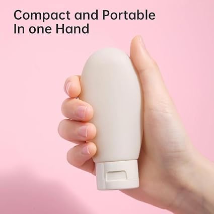 Travel Bottle, Leak Proof Refillable Squeezable Containers Set (60 ml) with 6 Label & Transparent Carry Bag for Liquid Shampoos, Soap & Toiletries Mini Essentials (3pcs Pack)