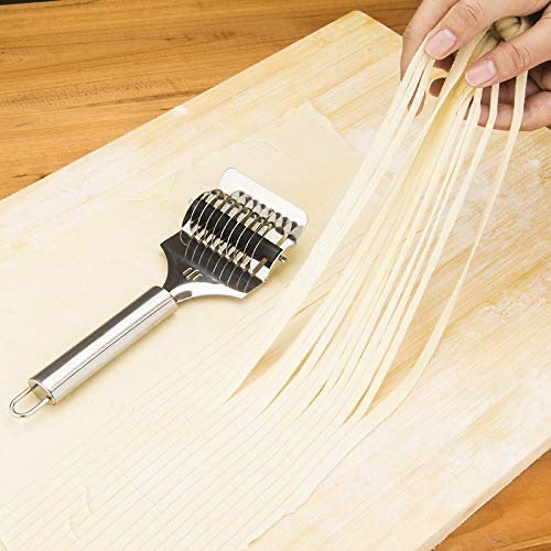 Stainless Steel Pasta Noodle Cutter, High Grade Stainless Steel Pasta Spaghetti Maker Noodle Lattice Roller, Dough Cutter Mincer Kitchen Cooking Tools