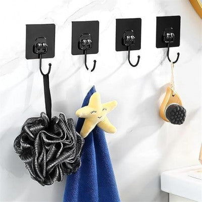 Black Large Adhesive Wall Hooks Hanger – Heavy Duty (Pack of 5)