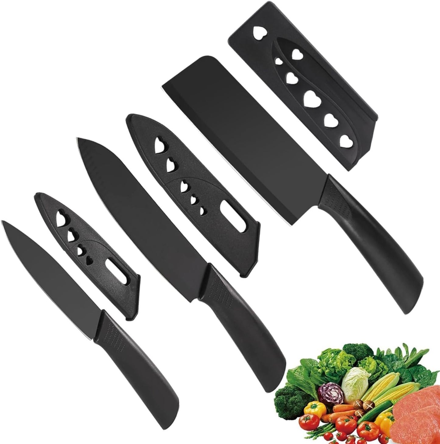 3-Piece Stainless Steel Chef Knife Set – Razor-Sharp, High Carbon Blades with Safety Covers | Cleaver, Chef Knife & Utility Knife