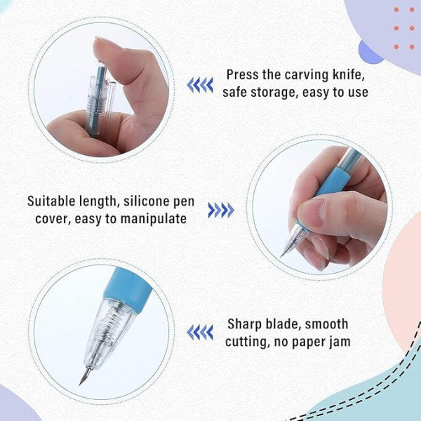 Craft Pen Cutter – Precision Cutting Tool with Retractable Blade & Colorful Grip Set