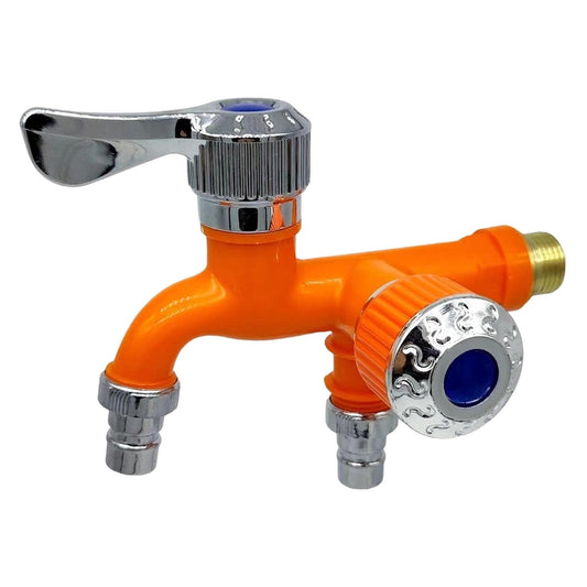 Multi-Functional Dual Water Tap Faucet with 2 Valve for Flushing Connected to an Automatic Washing Machine, Bathroom & Outdoor Garden Hose Cold Tap - Multicolour