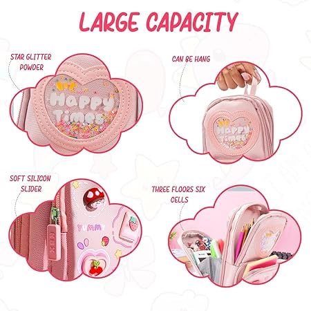 Pencil Pouch for Girls, Pen Pencil Pouch Stationery Organizer School, Pencil Box Girls Boys, Pencil Pouch Aesthetic for Kids, Large Capacity Pencil Case