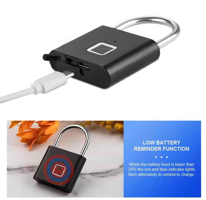 Smart Lock Fingerprint Biometric Padlock 10 Fingerprint User Rechargeable Keyless/ Passwordless Access, Battery Indicator, Waterproof For Home, Office, Suitcase Security, Locker