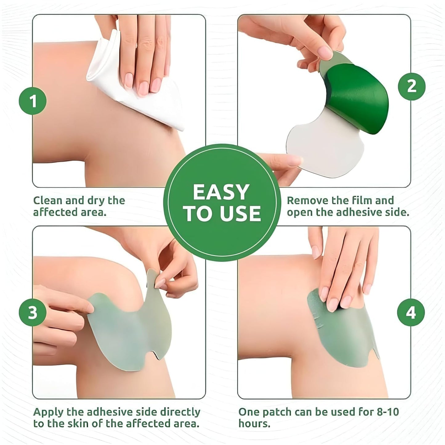 Knee Pain Relief Patches – Self-Heating Herbal Moxa Pads for Joint & Muscle Pain (Pack of 10)