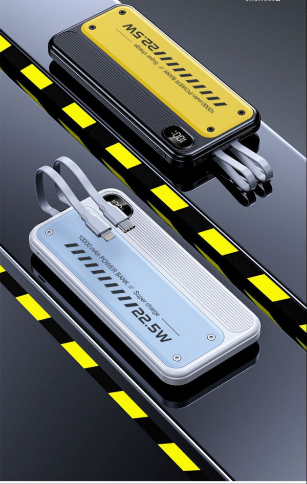 Portable 22.5W Fast Charging Power Bank with Built-in Cable – 10000mAh Large Capacity