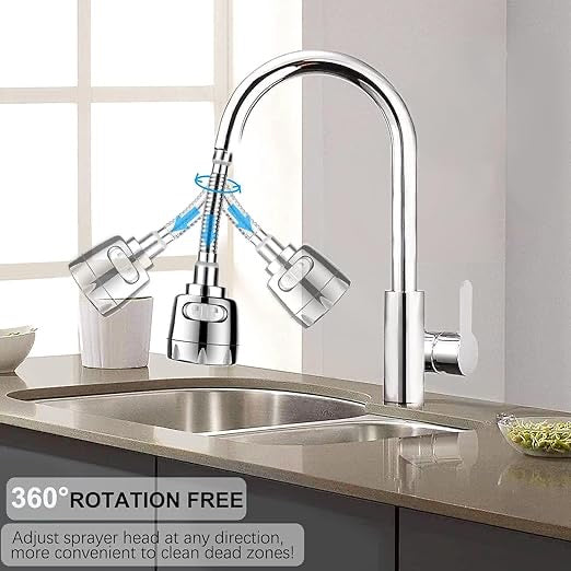 360° Rotatable Kitchen Tap Extender – Universal Faucet Sprayer with 3 Water Modes | Splash Filter Attachment for Kitchen & Bathroom