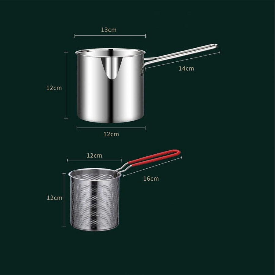 Stainless Steel Deep Fryer Pot with Basket – Oil Temperature Control, Non-Stick, Multi-Purpose Cooking Pot
