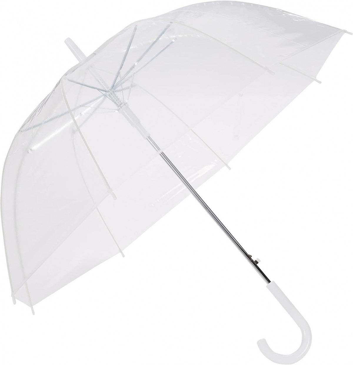 Clear Transparent Long Umbrella – Auto Open | Windproof | Stylish Curved Handle