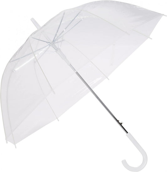 Clear Transparent Long Umbrella – Auto Open | Windproof | Stylish Curved Handle
