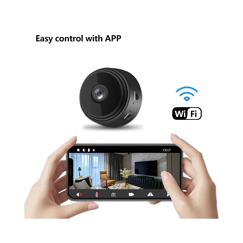 Eyetech Mini WiFi HD 1080p Security Camera – Wireless Indoor Spy Cam with Night Vision, Motion Detection & App Control | Portable, Magnetic & Cloud Backup Ready