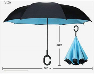 Reverse Folding Umbrella with C-Handle – Windproof, UV Protection & Hands-Free Grip
