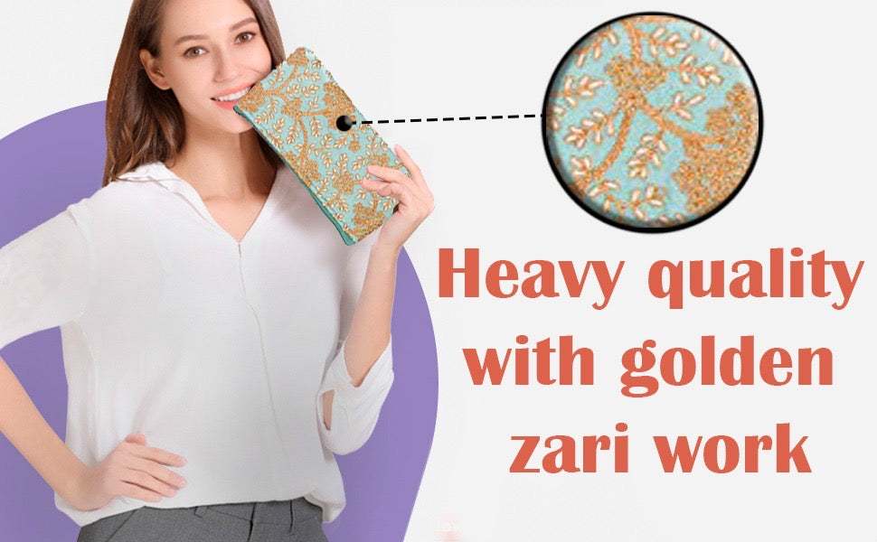 Women's Embroidery Silk Hand Purse Wallet for Wedding Return Gift, Wedding, Dating | Women Hand Purse