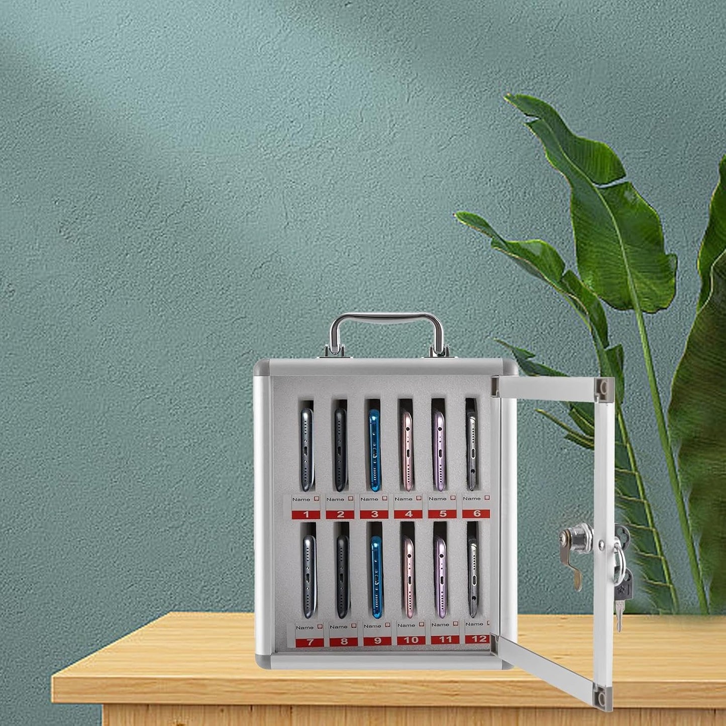 Mobile Phone Storage Cabinet Safe Deposit Box Metal Cell Phone Locker with Numbered & Lock for Classroom Examination Factory Work(24 Slot)