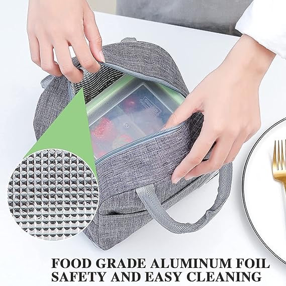 Waterproof Thermal Insulated Travel Storage Leak-Proof Hot Cold Lunch Bag Reusable Tote Bag with Inner Aluminum Foil for School Picnic Office Outdoor