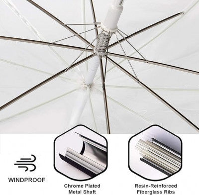 Clear Transparent Long Umbrella – Auto Open | Windproof | Stylish Curved Handle