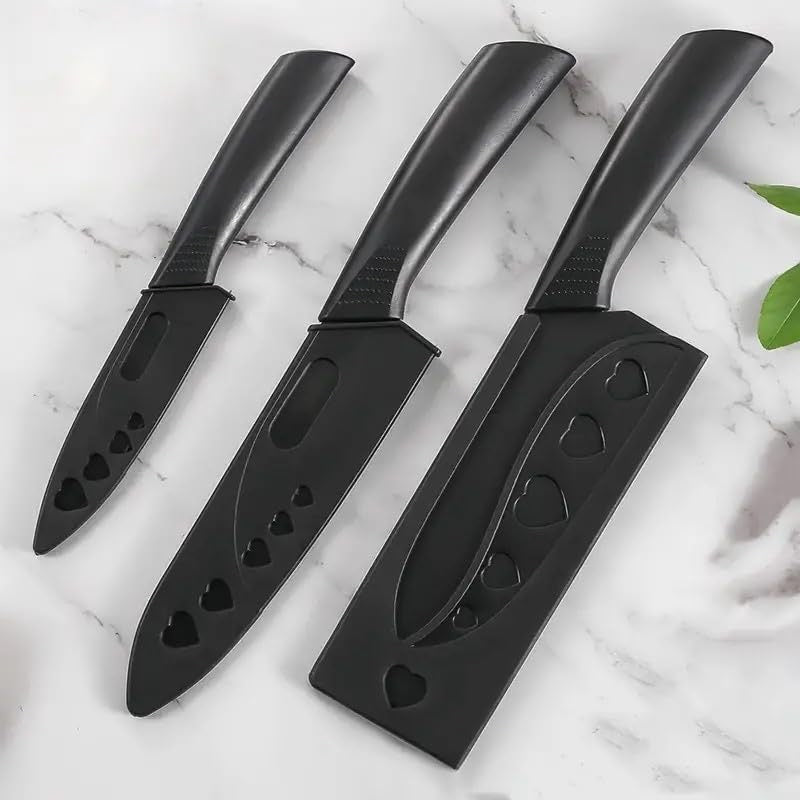 3-Piece Stainless Steel Chef Knife Set – Razor-Sharp, High Carbon Blades with Safety Covers | Cleaver, Chef Knife & Utility Knife