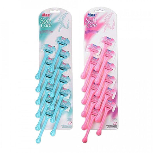 Max Soft Care Disposable Razors – Pack of 12 | Smooth & Gentle Shaving for Men & Women