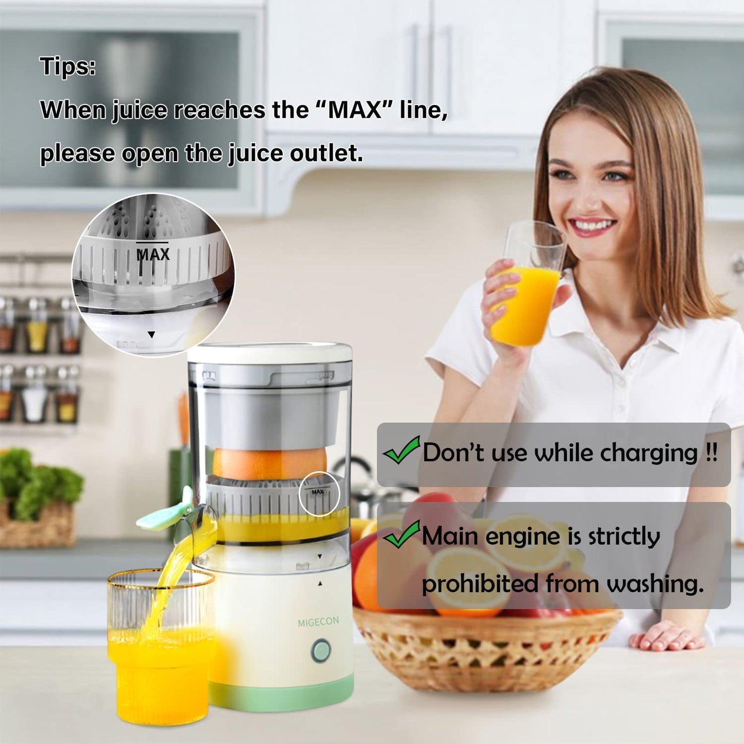 Wireless Electric Citrus Juicer – Portable USB Rechargeable Fruit Squeezer