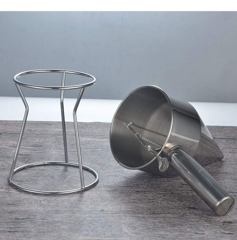 Stainless Steel Batter Dispenser with Stand | 1200ML No-Drip Funnel for Pancakes, Cupcakes, Muffins & Takoyaki | Ergonomic Handle, Dishwasher Safe