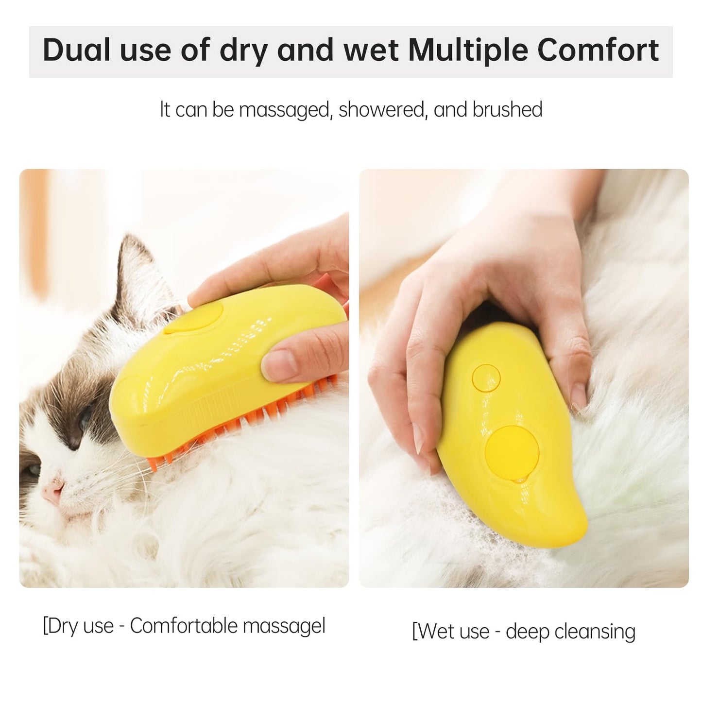 3-in-1 Steam Pet Grooming Brush – Self-Cleaning, Hair Removal & Massaging Comb for Cats & Dogs, Rechargeable