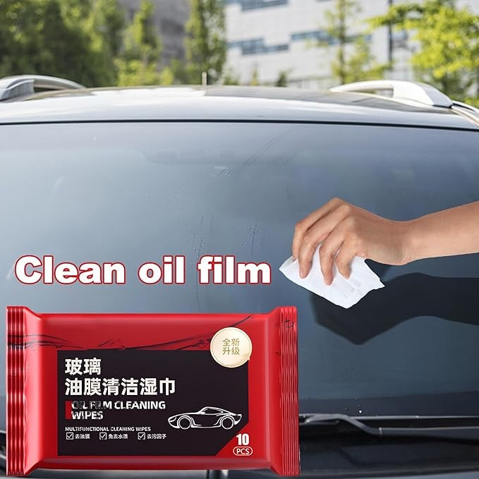 Oil Film Cleaning Wipes | Glass Oil Stain & Windshield Remover | Anti-Fog, Deep Conditioning Leather Cleaner | Car & Home Use