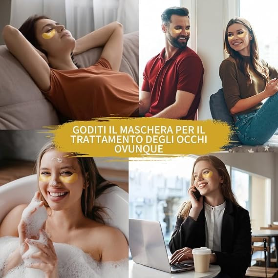 Under Eye Patches for Puffy Eyes, 24K Gold Dark Circle Remover for Women & Men, Reduce Wrinkles, Under Eye Bags, Moisturizing Improves Elasticity (60 Patches Pack)