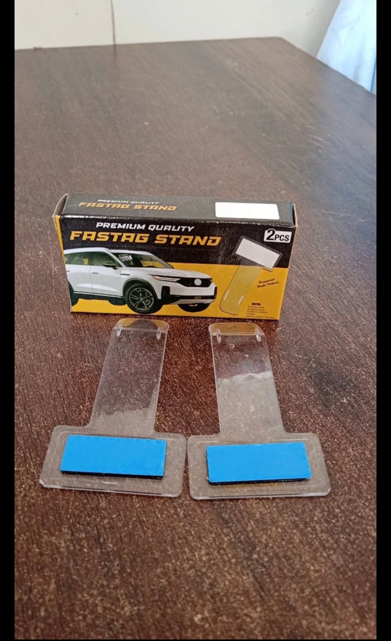 Self-Adhesive Windscreen Cardholder, Fastag Stand, Transparent Ticket Holder Car, Ticket Holder Car, Parking Permit Clip (2Pcs Set)