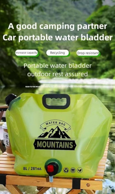 8L Folding Water Bag – Portable BPA-Free Water Container with Faucet & Carry Handle for Camping, Hiking & Travel