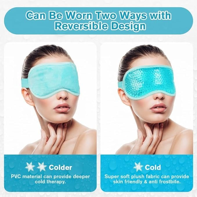 Cooling Gel Beads Eye Mask – Hot & Cold Therapy for Puffy Eyes, Headaches, Dark Circles & Migraine Relief