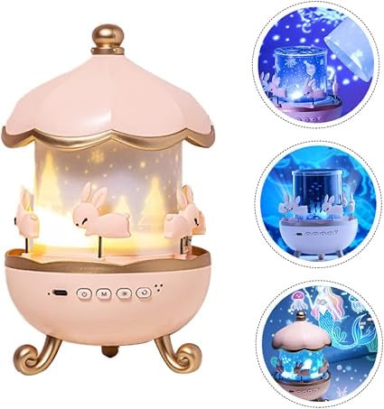 🐰 Rabbit Night Light Projector – Rechargeable LED Baby Lamp with Remote Control