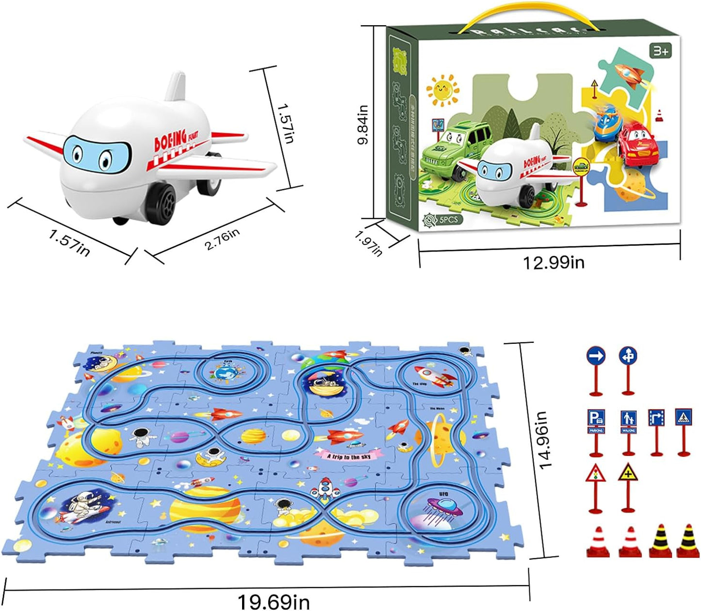 Space Theme Rail Car Puzzle Track Set – 2-in-1 Puzzle & Car Game for Kids (Ages 3–6)