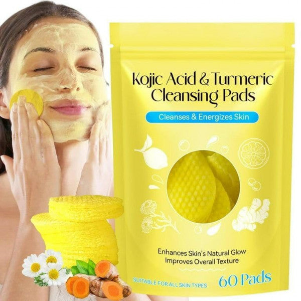 Kojic Turmeric Face Cleansing Pads – Deep Pore Cleanser & Exfoliator for Radiant, Glowing Skin