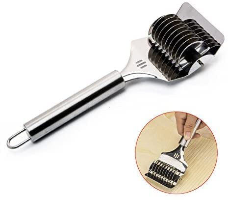 Stainless Steel Pasta Noodle Cutter, High Grade Stainless Steel Pasta Spaghetti Maker Noodle Lattice Roller, Dough Cutter Mincer Kitchen Cooking Tools
