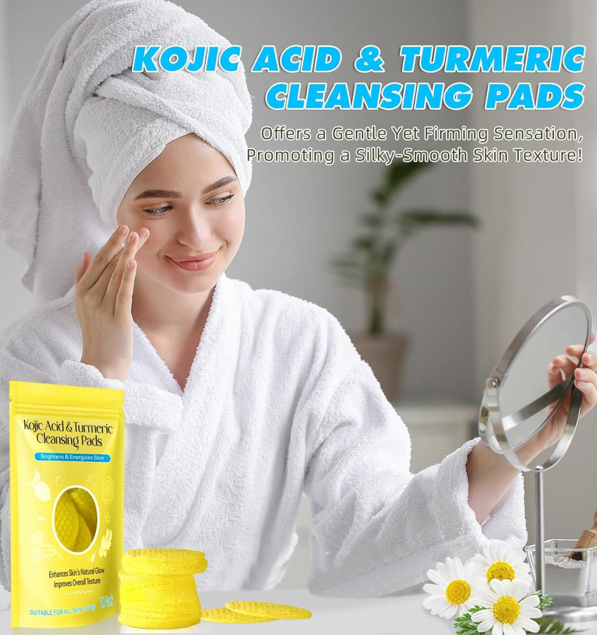 Kojic Turmeric Face Cleansing Pads – Deep Pore Cleanser & Exfoliator for Radiant, Glowing Skin