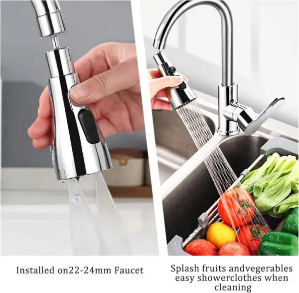 360° Rotating Movable Faucet Nozzle – 3 Mode Adjustable Splash-Proof Tap Extender