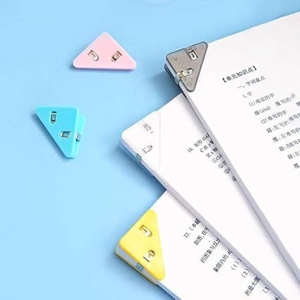 Mini Corner Clips Set – 5pcs Transparent & Colorful Triangle Page Holders | Bookmarks, Paper Clamps & File Organizers
