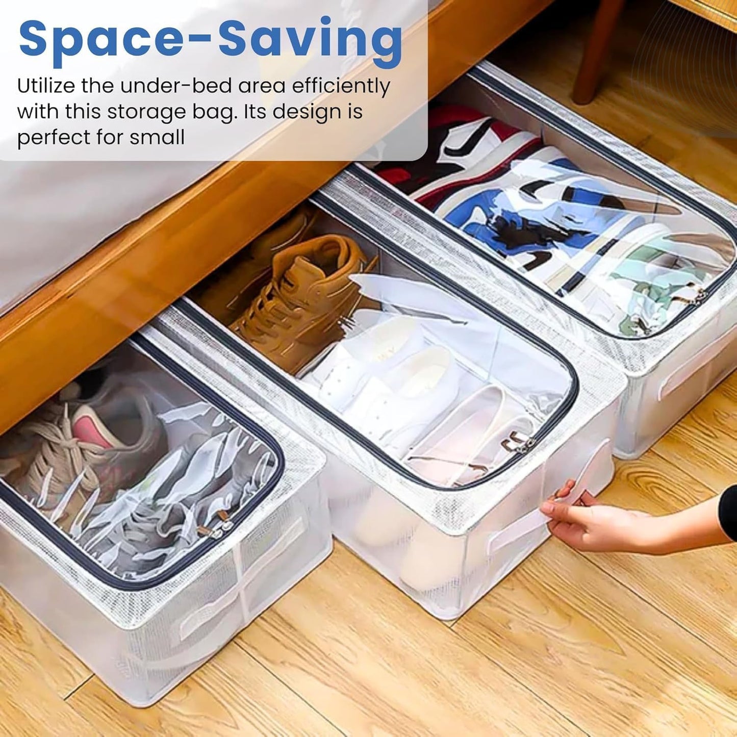 👟 Transparent Shoe Storage Bag – Stackable, Ventilated & Space-Saving Organizer