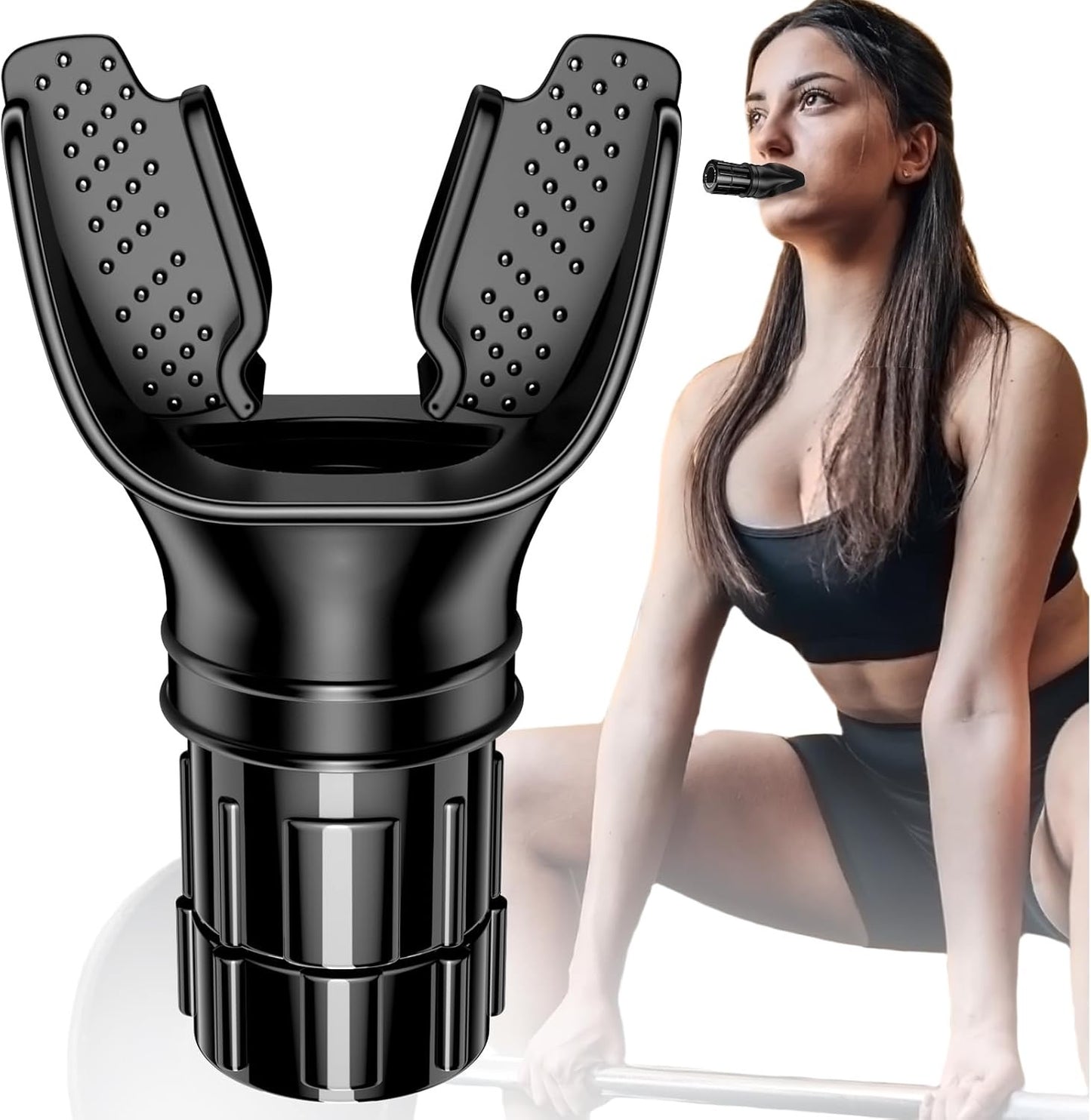 Exerciser Device with Adjustable Resistance, Running Yoga Exercise Accessories Compact & Ergonomic Mouth Bite Device for Adult
