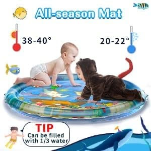 Tummy Time Water Mat Inflatable Round Shape Baby Water Play Mat for Babies and Toddlers Baby for 3 to 24 Months