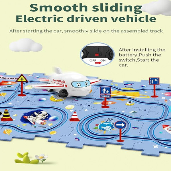 Space Theme Rail Car Puzzle Track Set – 2-in-1 Puzzle & Car Game for Kids (Ages 3–6)