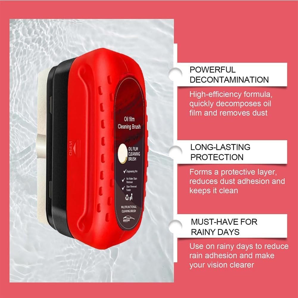 Automotive Oil Film Cleaning Brush – Crystal Clear Car Glass Cleaner with Built-In Liquid Brush